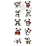 Round Cute Panda Stickers Assorted